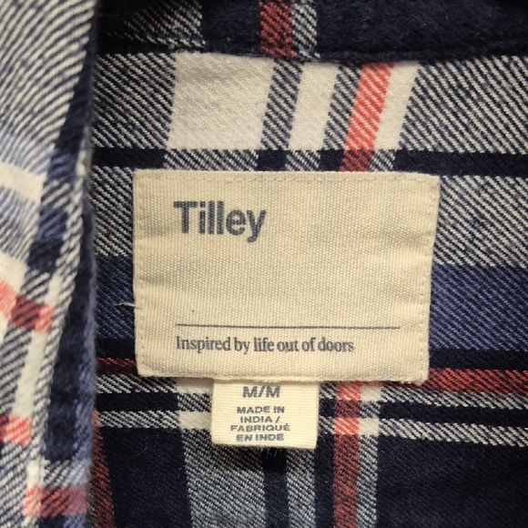 Tilly's Navy and Red Plaid Button Down Shirt - Picture 2 of 7